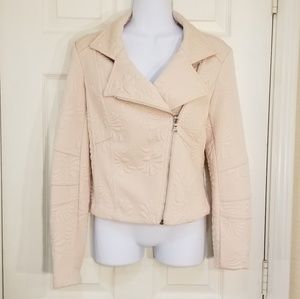 Express Peach Patterned Asymmetrical Zip Jacket